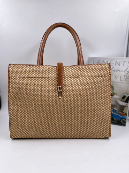 Tan Brown Wooven Handbag
