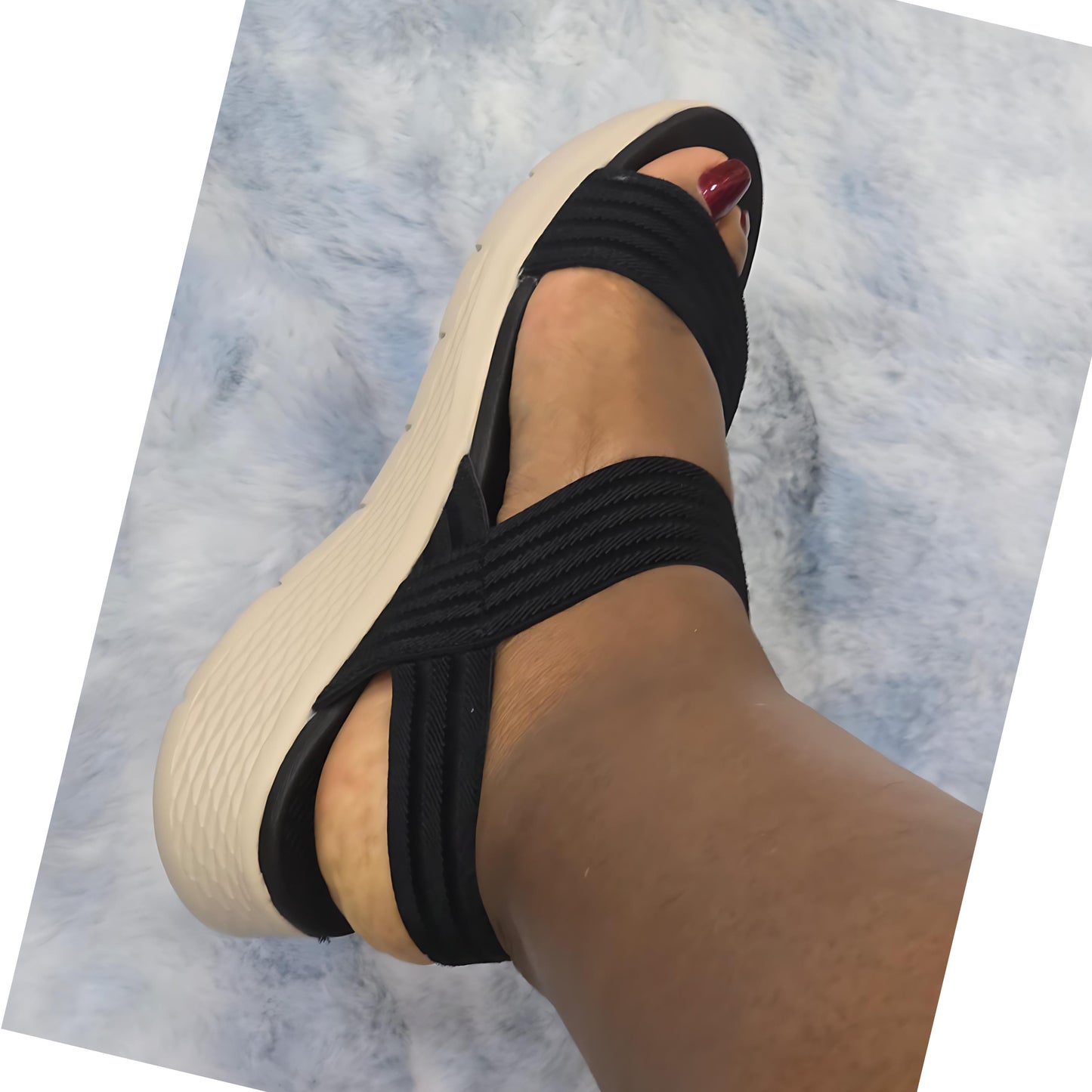 Black Strapped Sandals - Back care