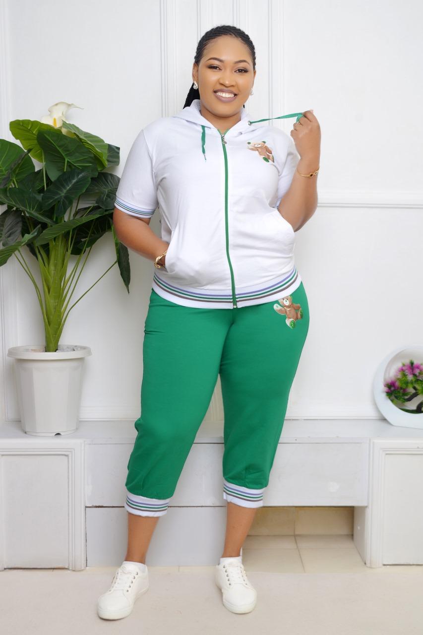 Long Short set - Green Knee length TrackSuit