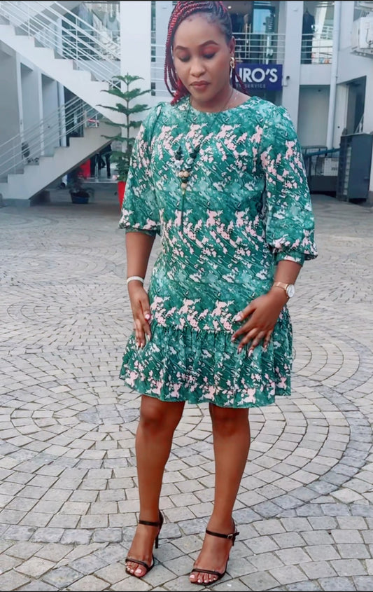 Spring green & pink dress
