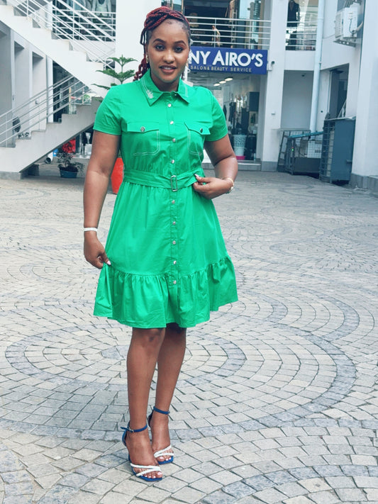 Green casual dress