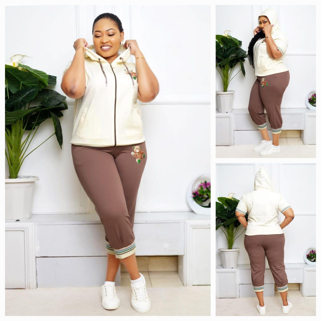 Long Short set - Brown Knee length Track Suit