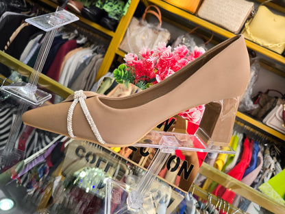 Beige Chunky Heels