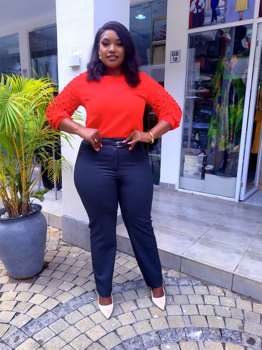 Red on Grey Pant set