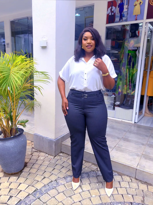 White on Grey Pant Set